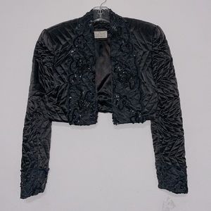 Rick Beach Patti Capalli satin quilted sequin  beaded embellished crop jacket